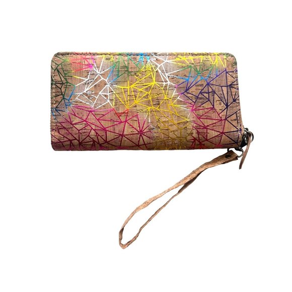 Tan & Neon Colored, Cork, Zip Around Wallet/Wristlet - Picture 1 of 7